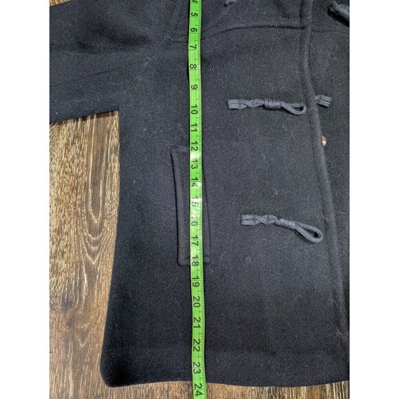 Banana Republic Black Wool Jacket Overcoat Red Piping Unlined M Faux Horn - Picture 6 of 8